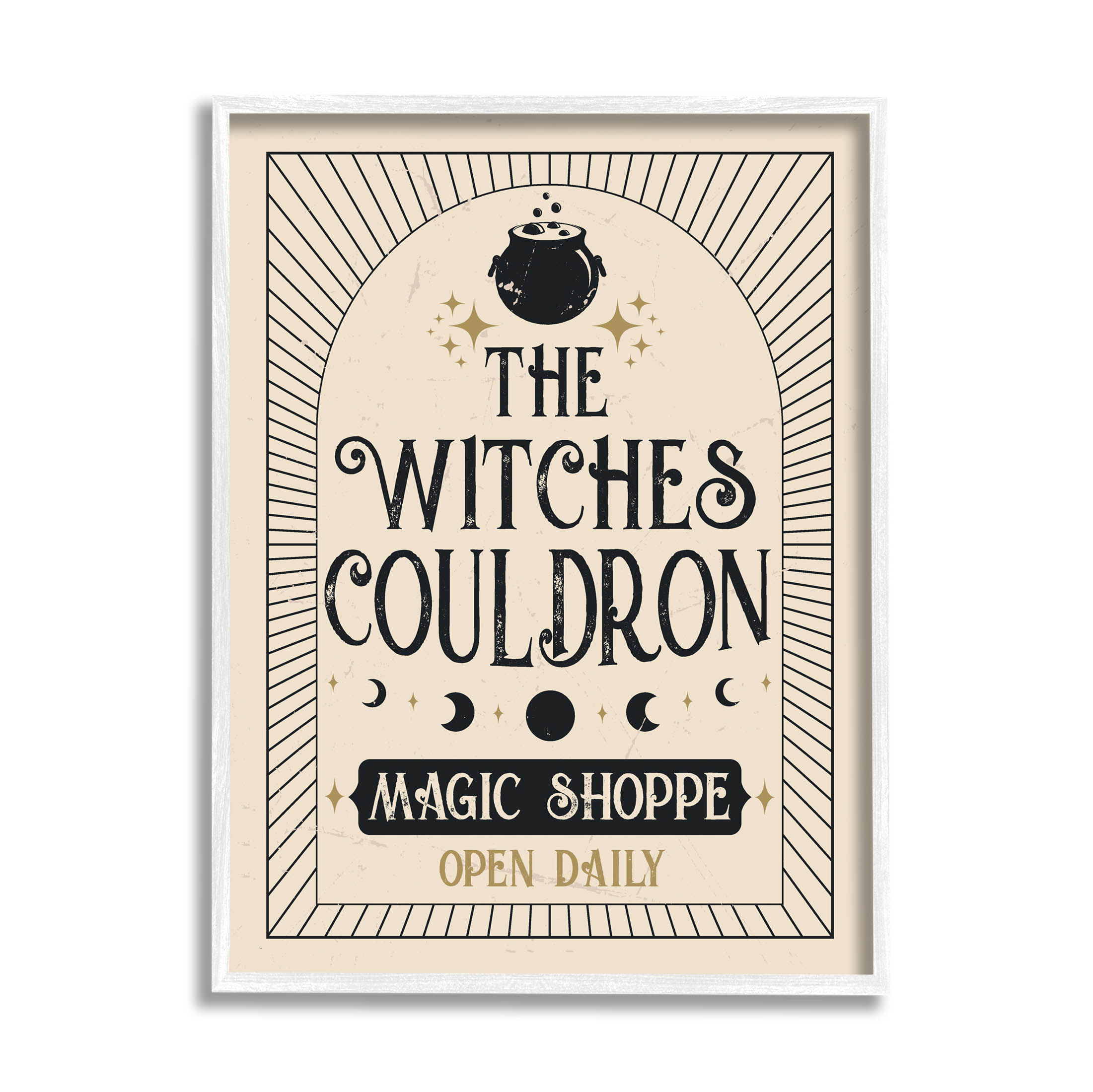 Stupell Industries Witches Cauldron Vintage Shoppe Graphic Art White Framed Art Print Wall Art, Design by Angela Nickeas