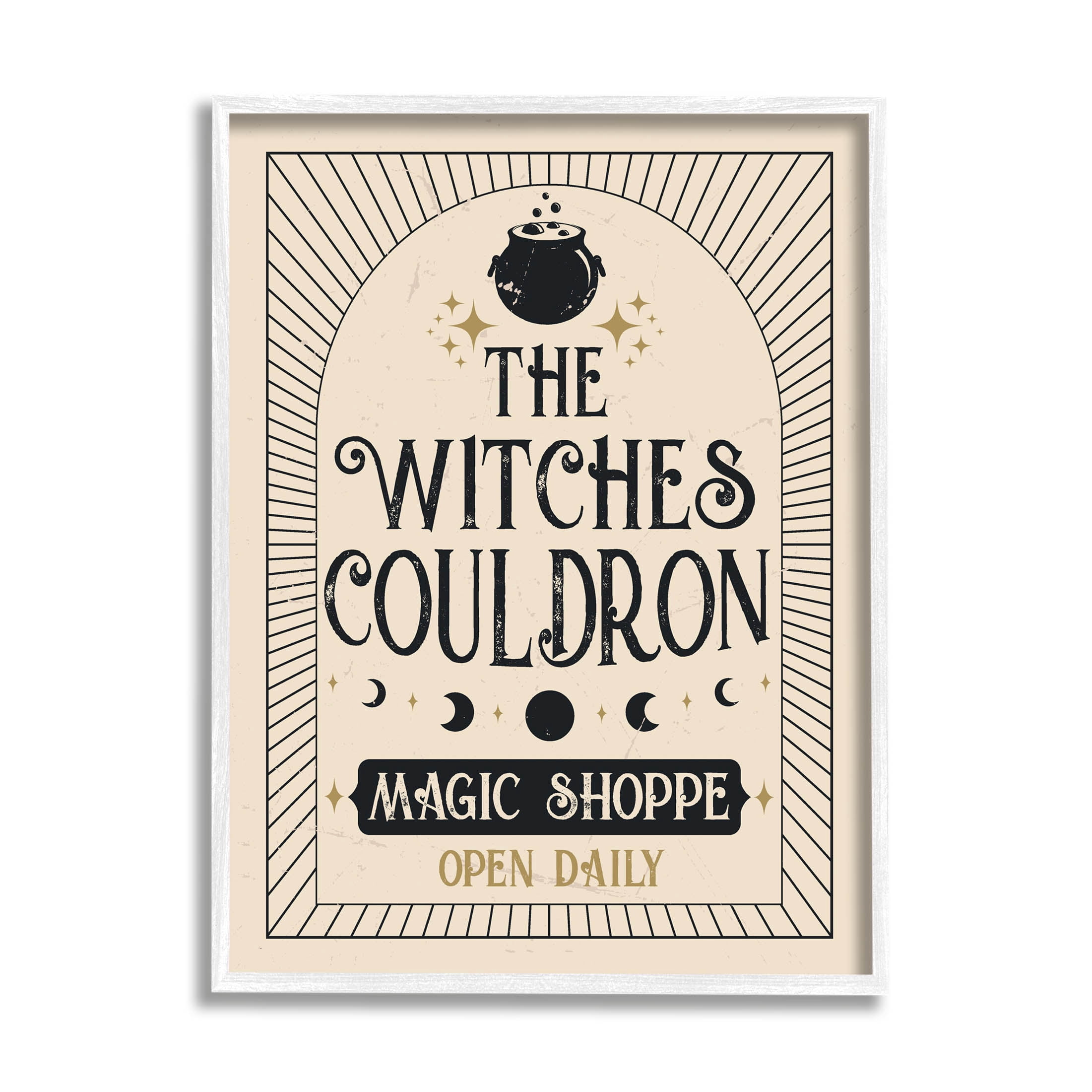 Stupell Industries Witches Cauldron Vintage Shoppe Graphic Art White Framed Art Print Wall Art, Design by Angela Nickeas