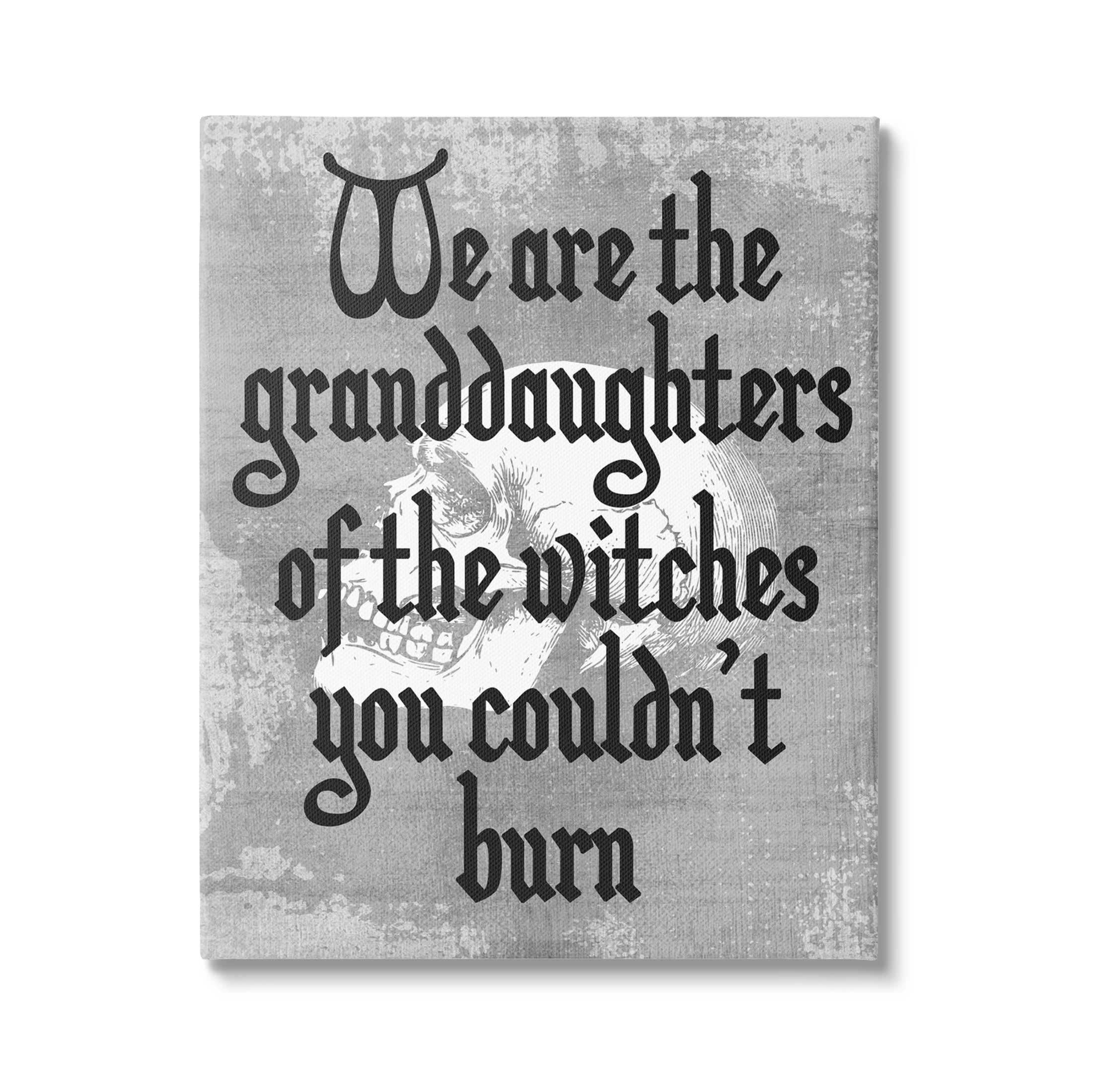Gray Canvas Wall Art with Witches Phrase, 30" x 40"