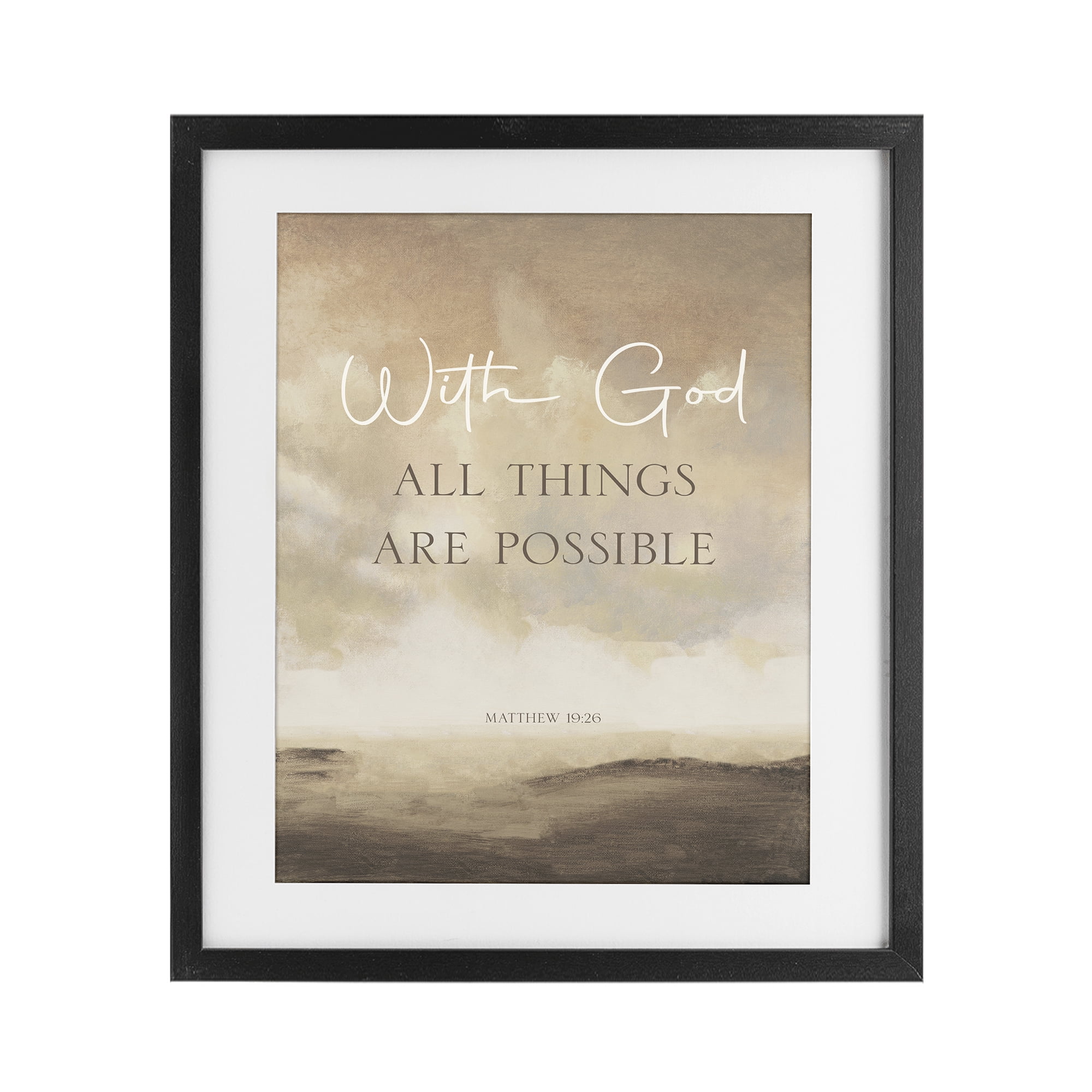 Stupell Industries With God Matthew Proverb Black Framed Print Under Glass, design by John Spaeth