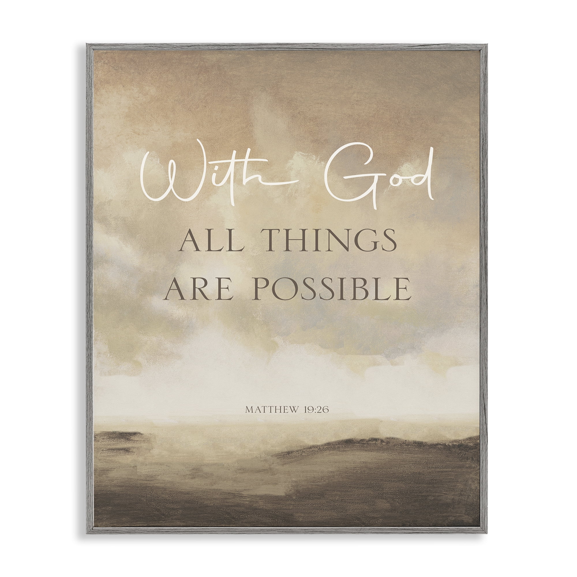 Stupell Industries With God Matthew Proverb Gray Framed Giclee Art, design by John Spaeth