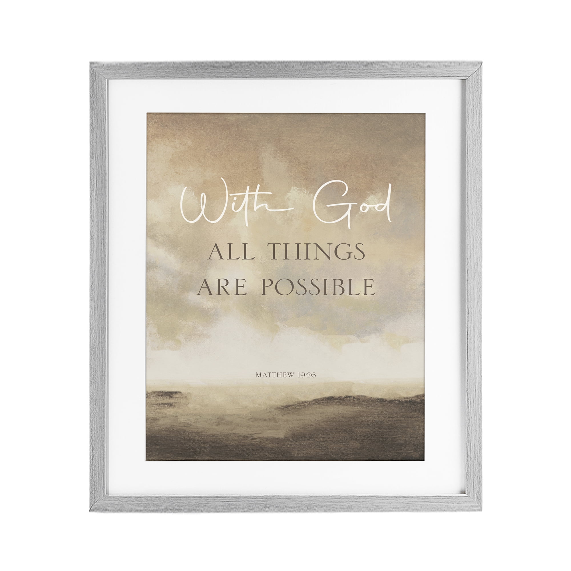 Stupell Industries With God Matthew Proverb Gray Framed Print Under Glass, design by John Spaeth
