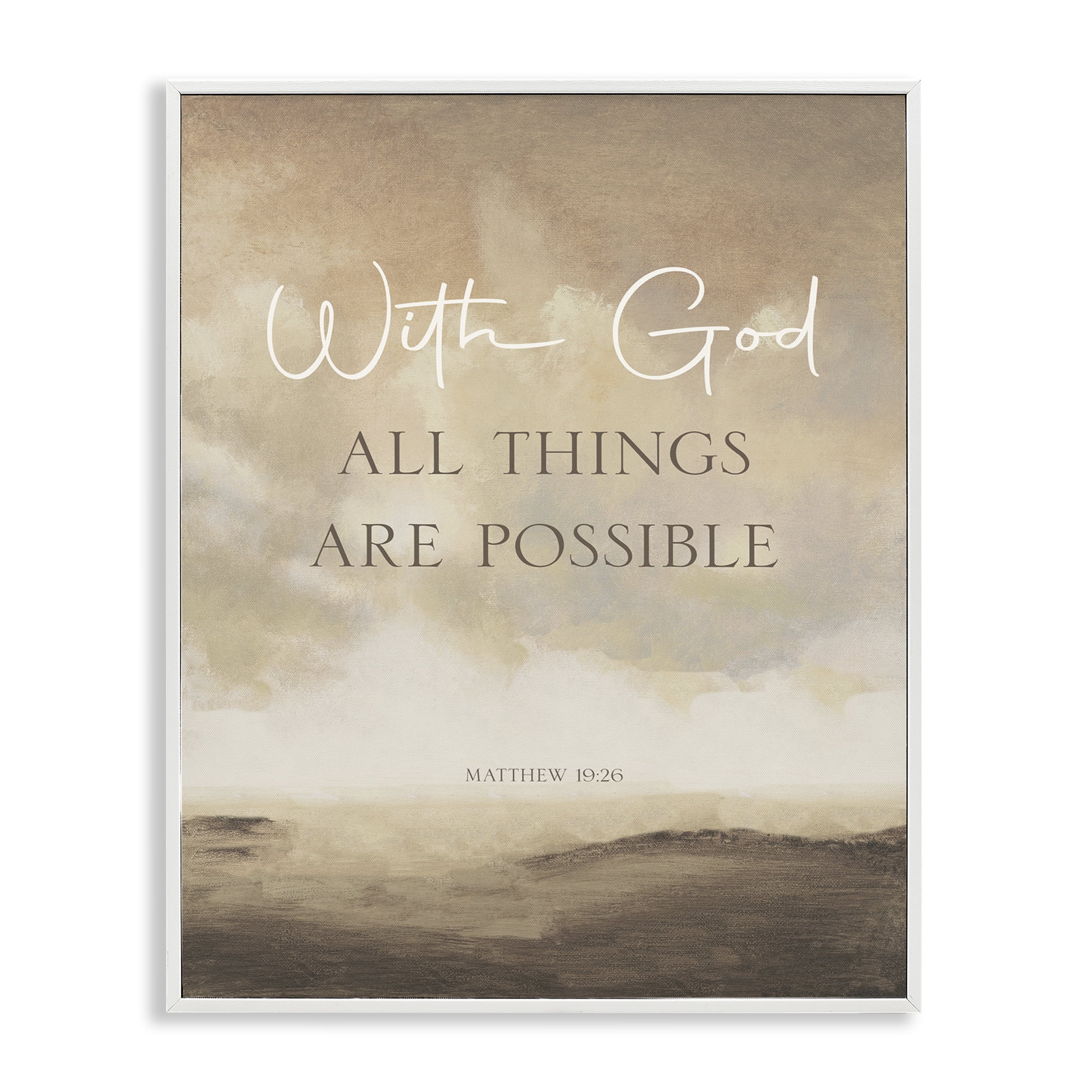 Stupell Industries With God Matthew Proverb White Framed Giclee Art, design by John Spaeth