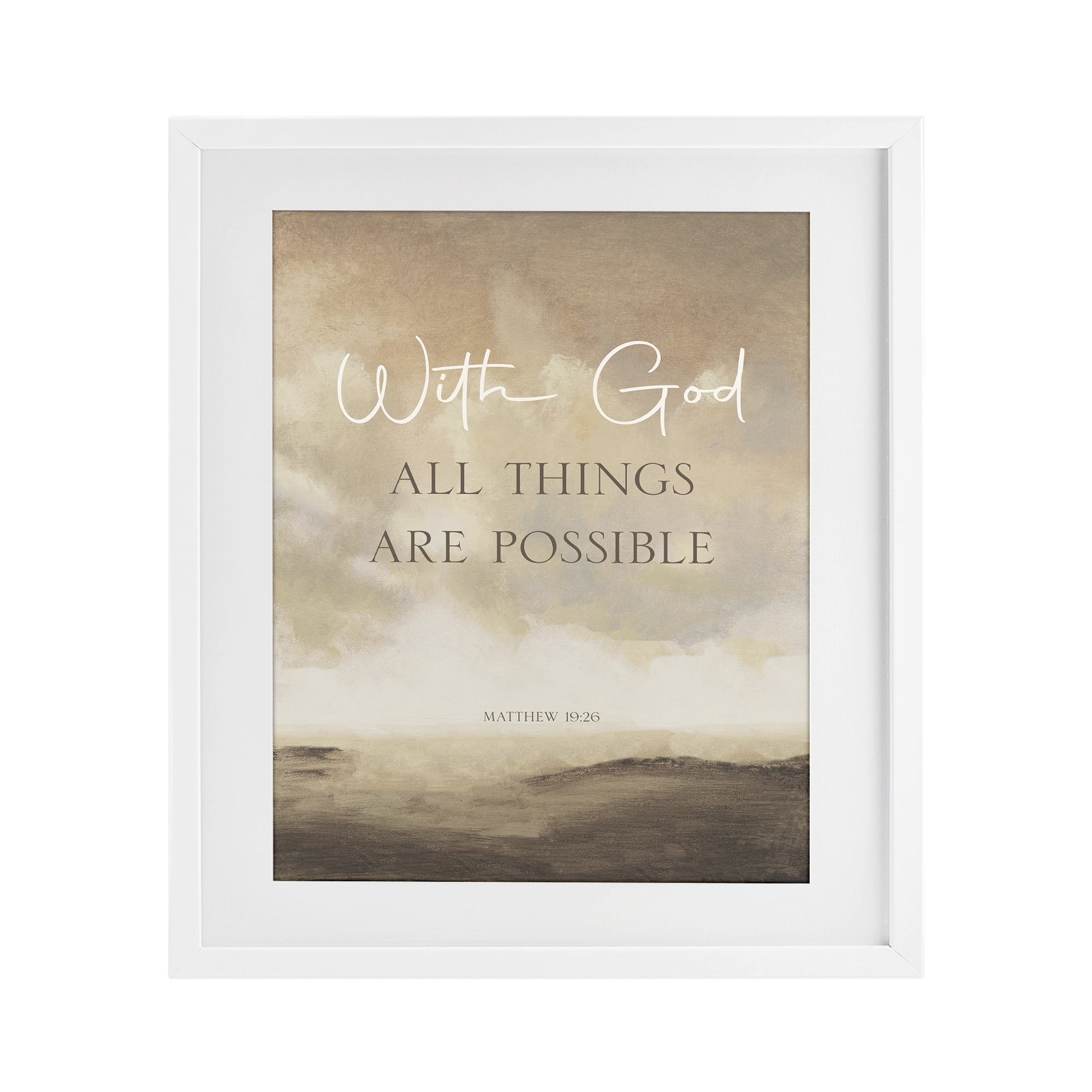 Stupell Industries With God Matthew Proverb White Framed Print Under Glass, design by John Spaeth