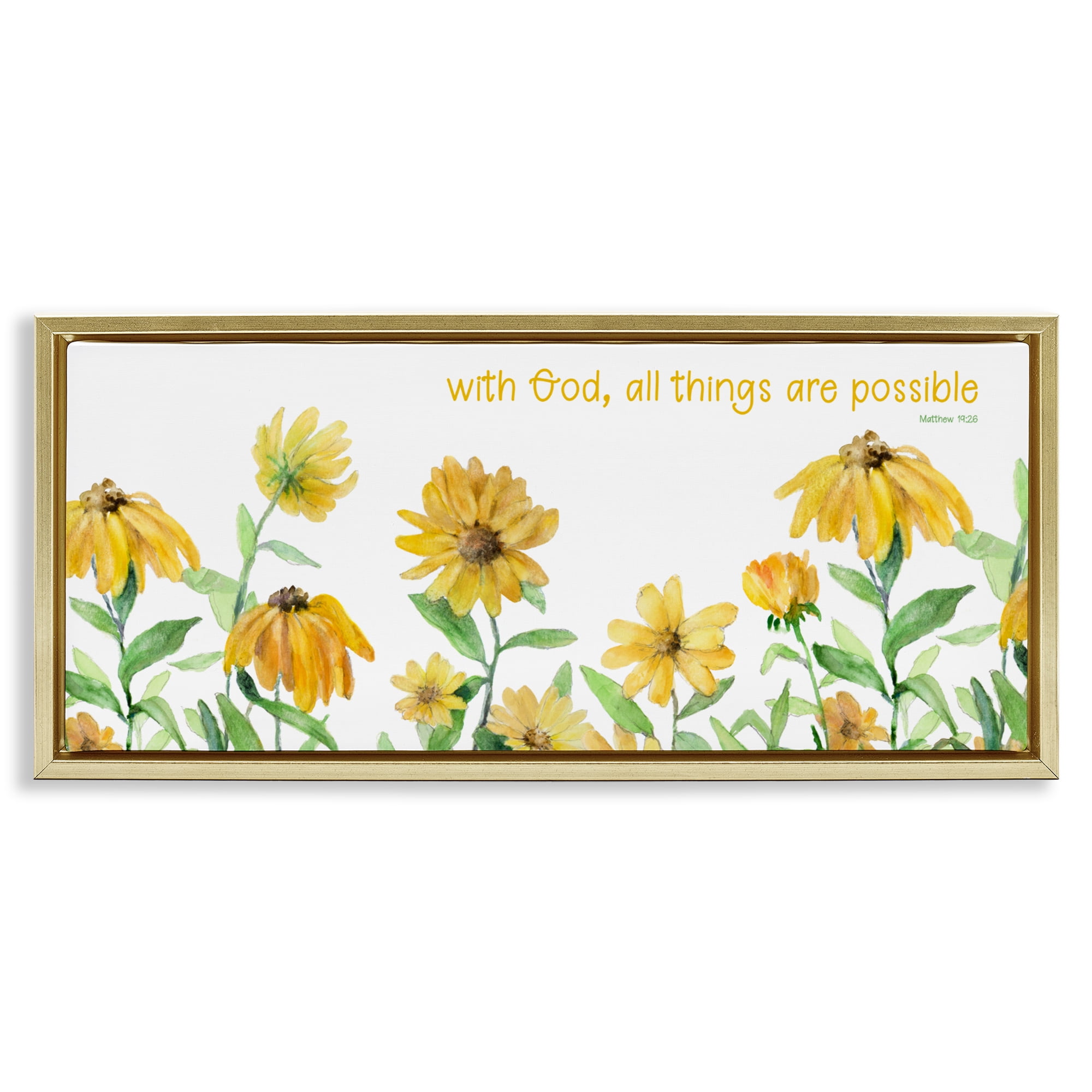 Stupell Industries With God Proverb & Daisies Gold Framed Floater Canvas Wall Art, design by Lanie Loreth