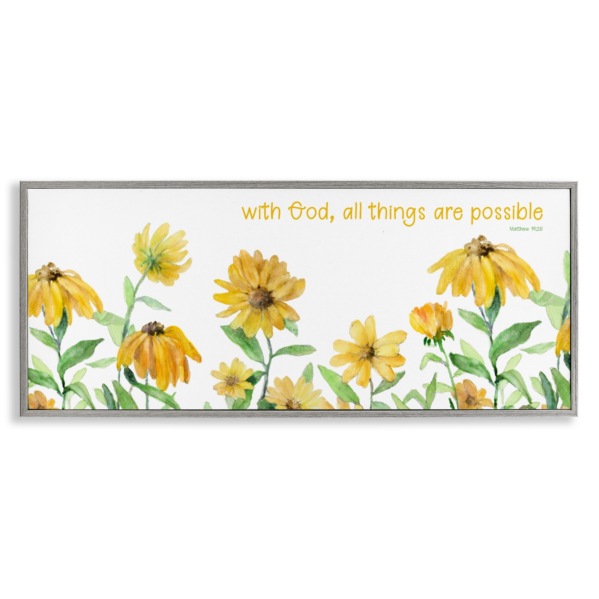 Stupell Industries With God Proverb & Daisies Gray Framed Giclee Art, design by Lanie Loreth