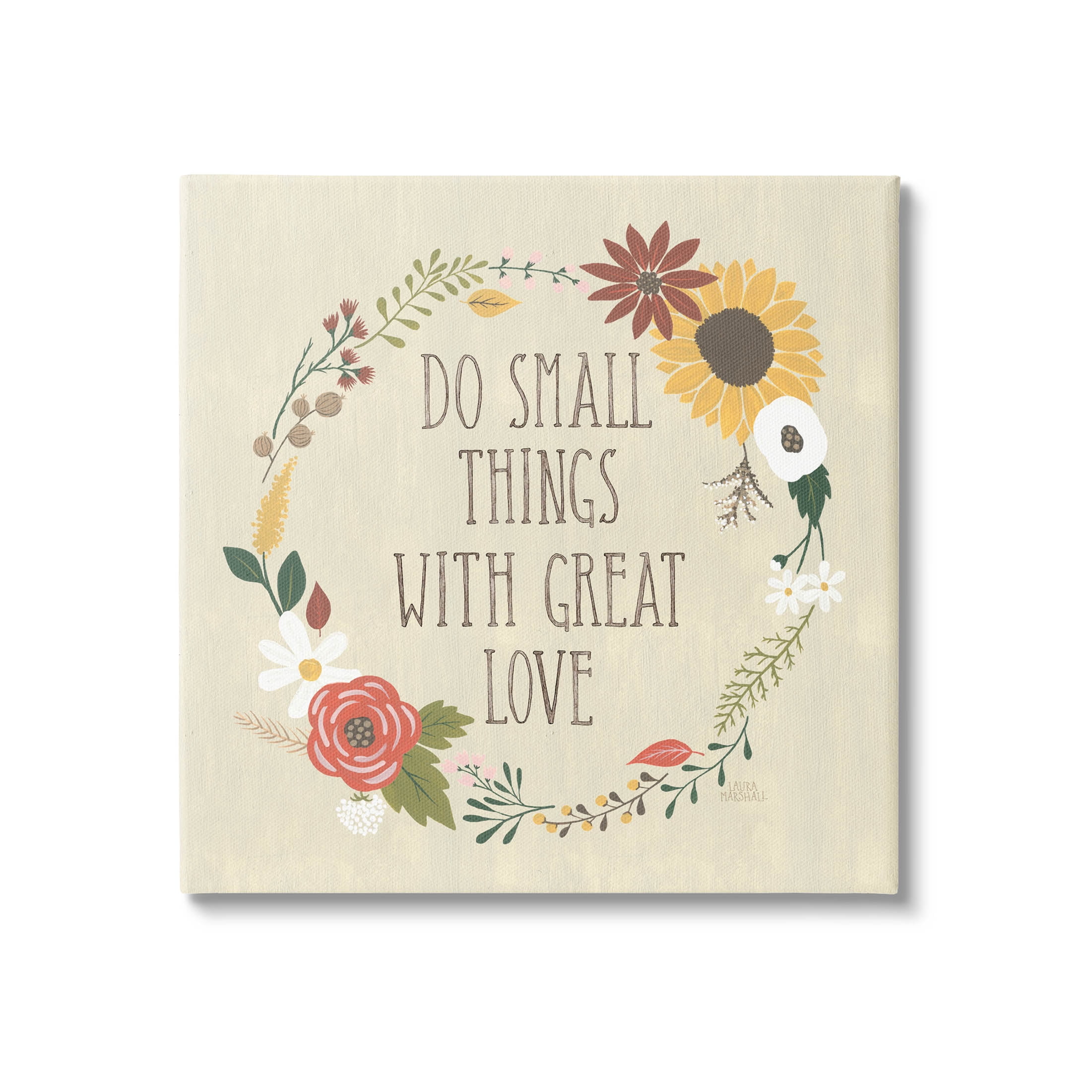 Stupell Industries With Great Love Floral Phrase Graphic Art Gallery Wrapped Canvas Print Wall Art, Design by Laura Marshall