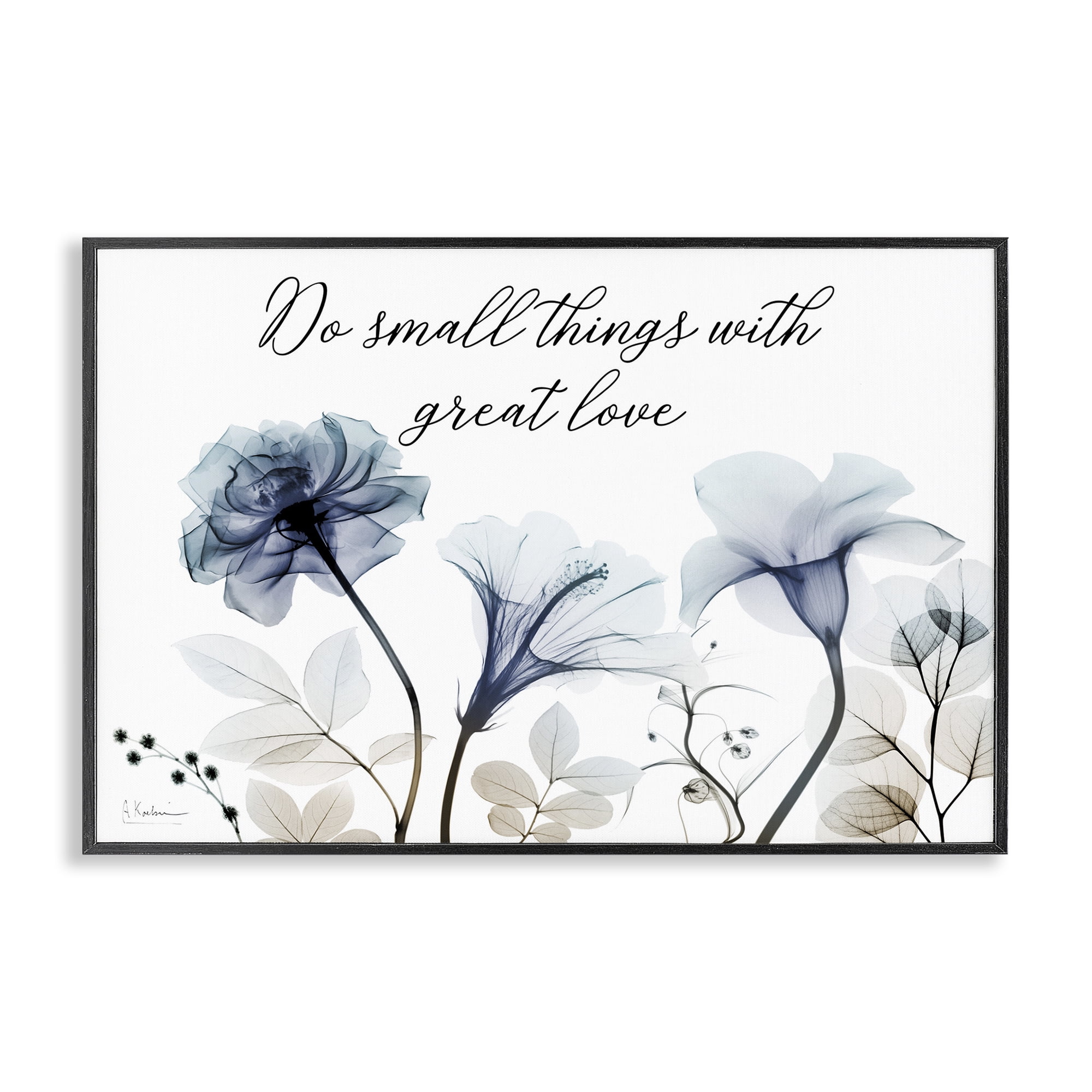 Stupell Industries With Great Love Floral Religious Painting Black Framed Art Print Wall Art, 24 x 16