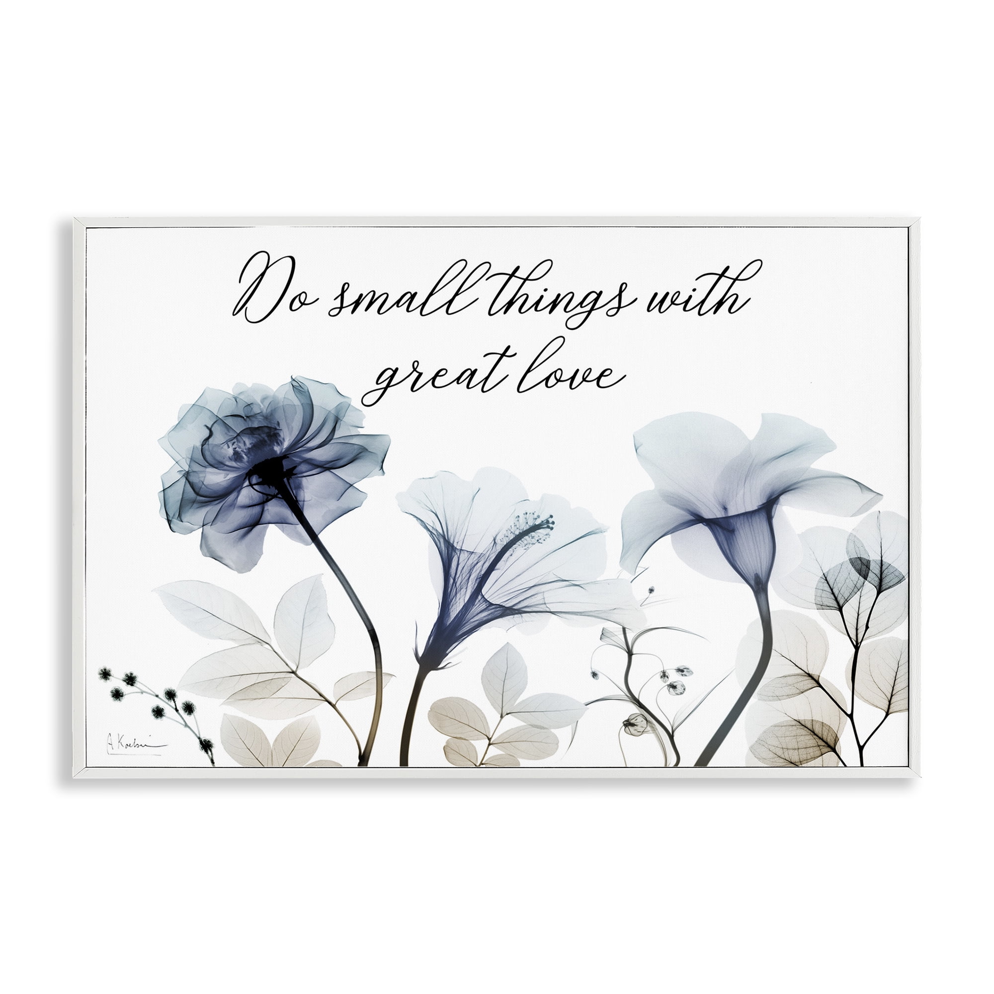 Stupell Industries With Great Love Floral Religious Painting White Framed Art Print Wall Art, 18 x 12