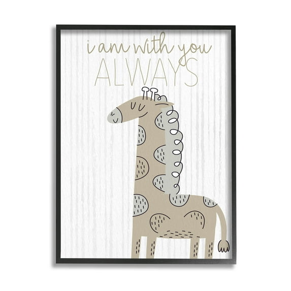 Stupell Industries With You Always Fun Giraffe Graphic Art Black Framed Art Print Wall Art, Design by Kim Allen