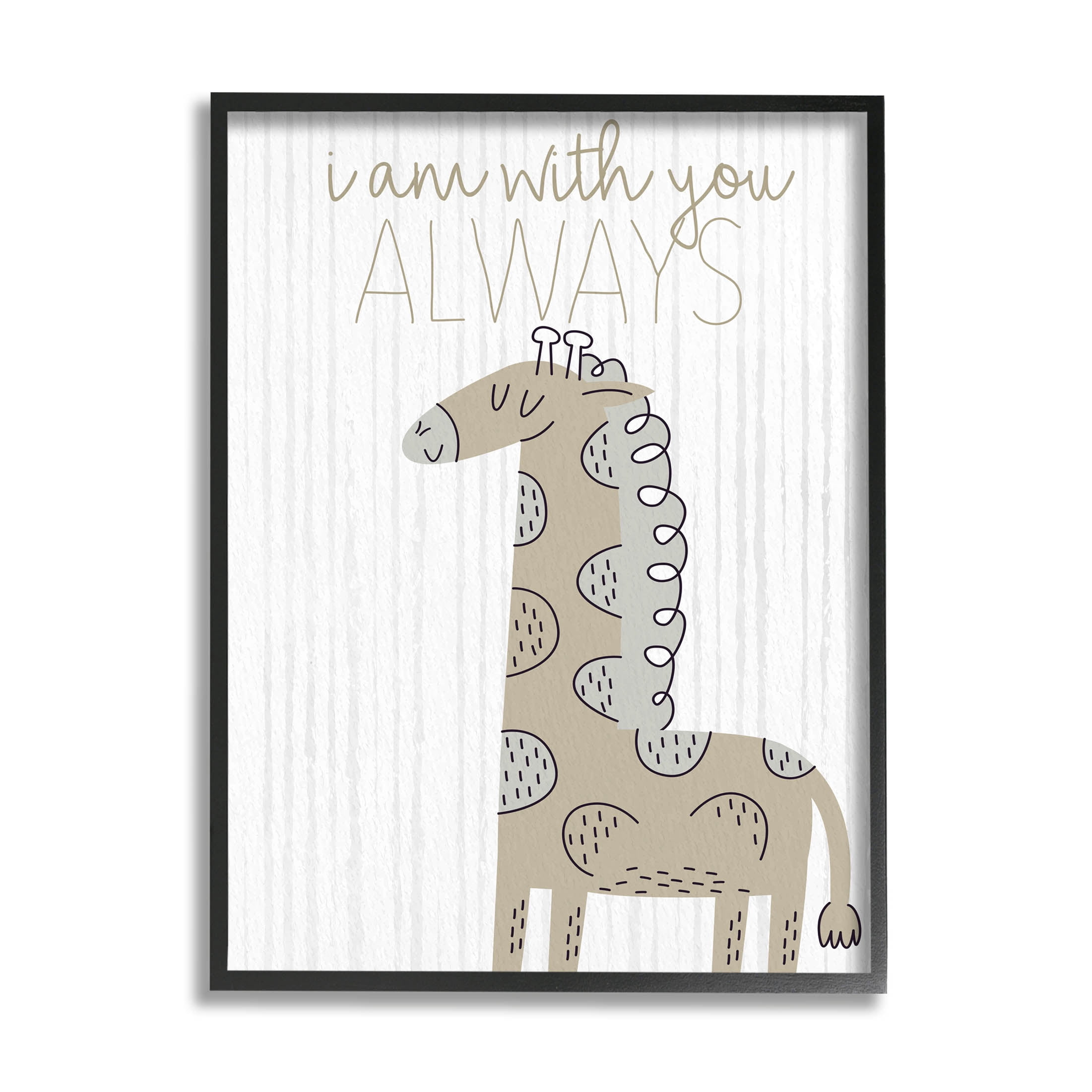Stupell Industries With You Always Fun Giraffe Graphic Art Black Framed Art Print Wall Art, Design by Kim Allen