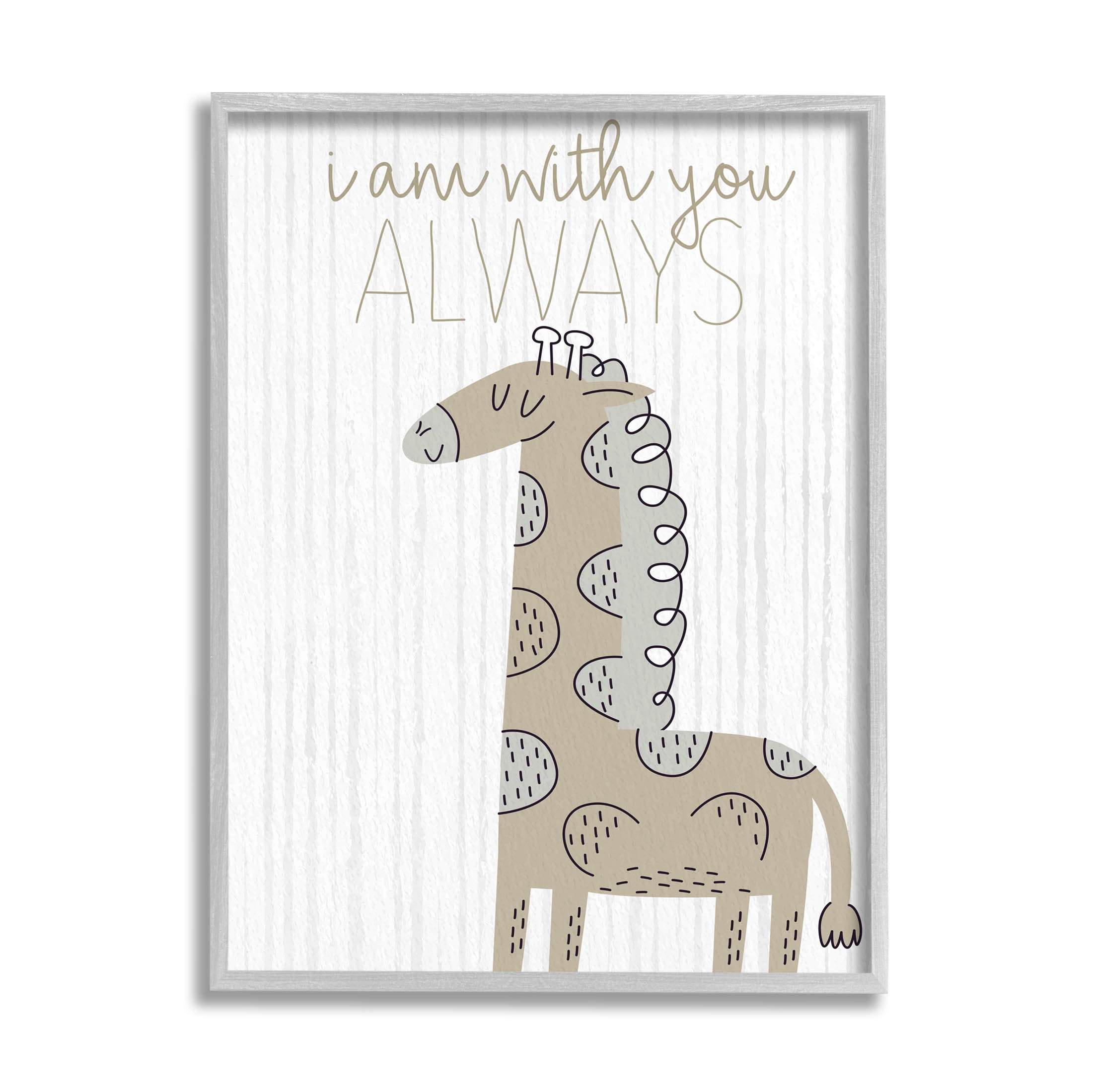 Stupell Industries With You Always Fun Giraffe Graphic Art Gray Framed Art Print Wall Art, Design by Kim Allen