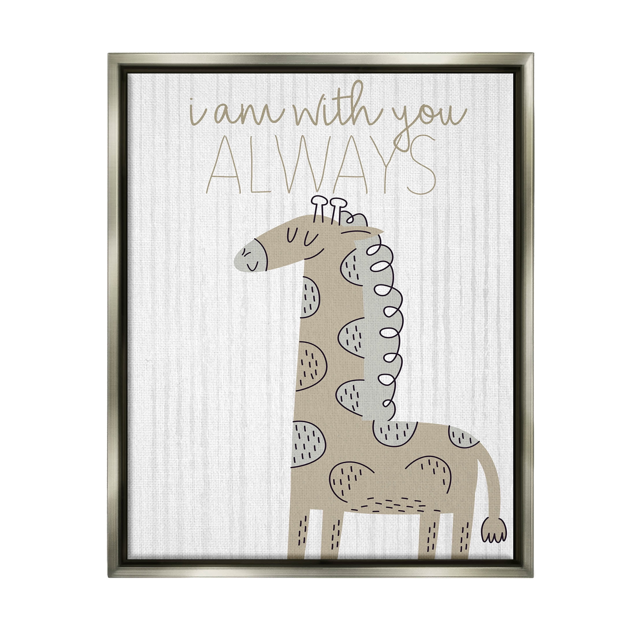 Stupell Industries With You Always Fun Giraffe Graphic Art Luster Gray Floating Framed Canvas Print Wall Art, Design by Kim Allen