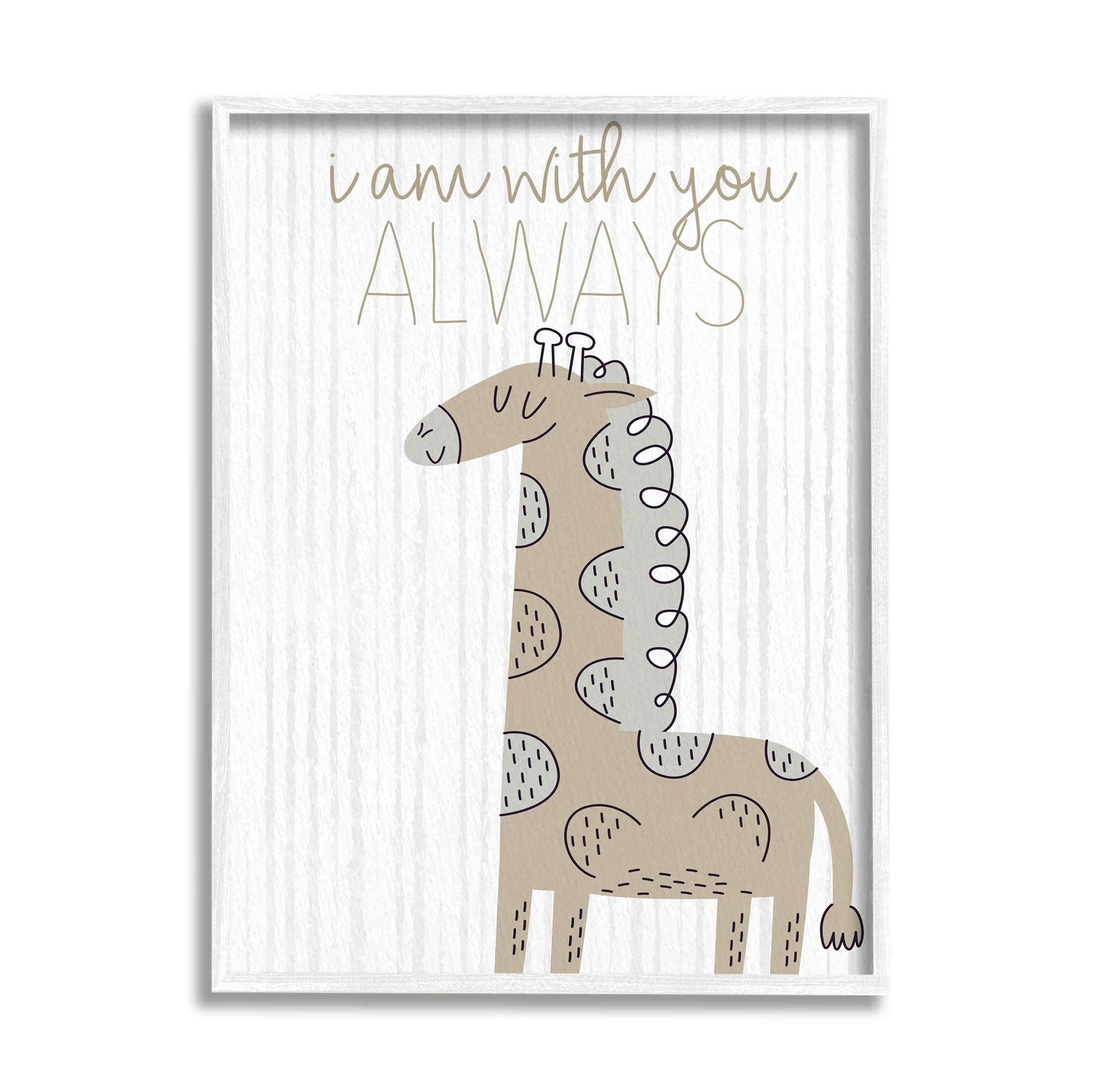 Stupell Industries With You Always Fun Giraffe Graphic Art White Framed Art Print Wall Art, Design by Kim Allen