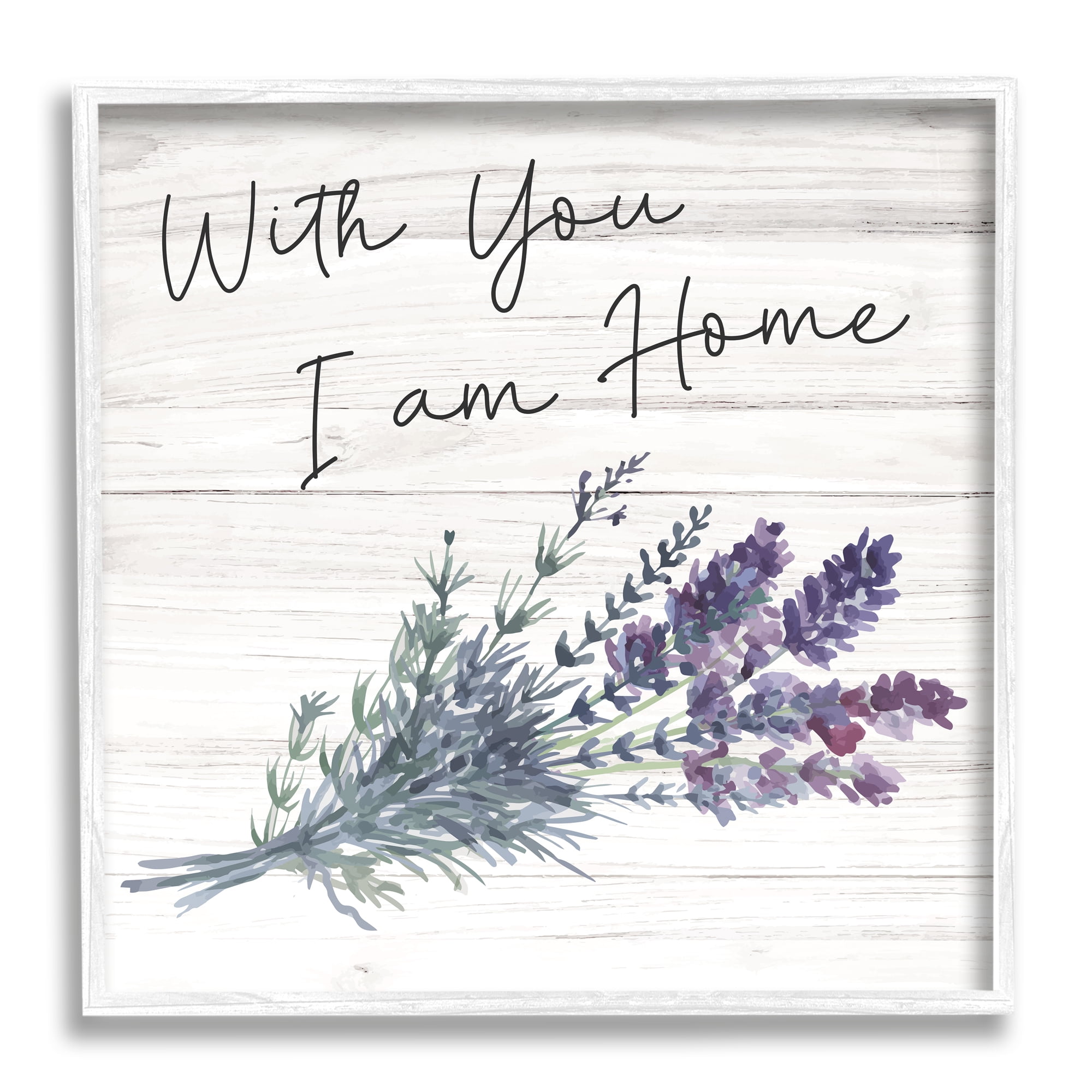Stupell Industries With You I'm Home Inspirational Family Sign Blue Hyacinth Florals, 17 x 17, Design by ND Art
