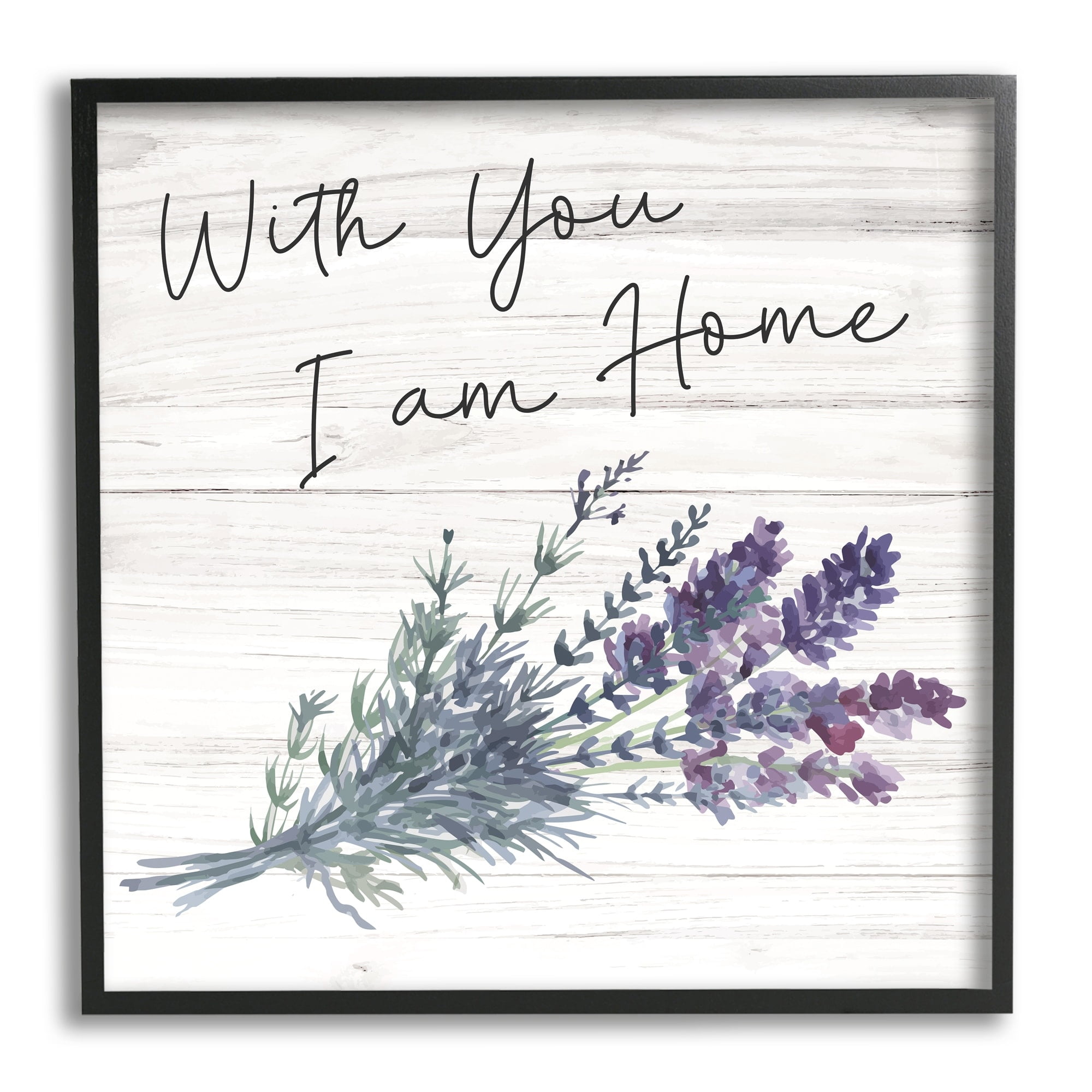 Stupell Industries With You I'm Home Inspirational Family Sign Blue Hyacinth Florals, 17 x 30, Design by ND Art