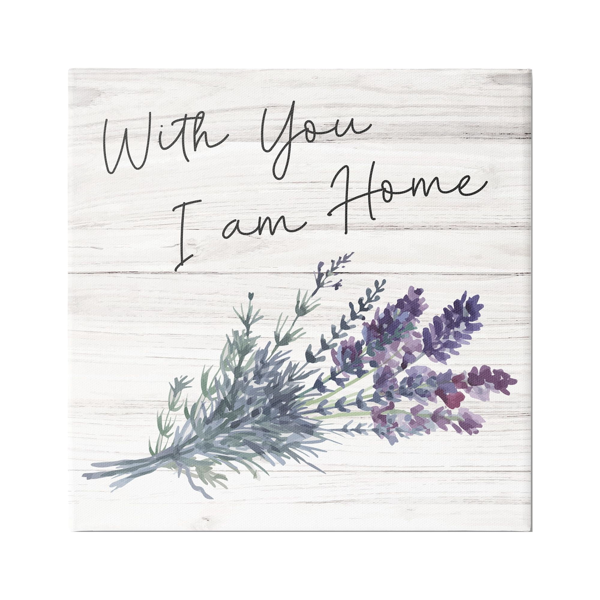 Stupell Industries With You I'm Home Inspirational Family Sign Blue Hyacinth Florals, 36 x 36, Design by ND Art