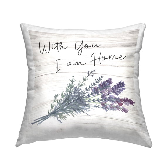 Stupell Industries With You I'm Home Lavender Bunches Printed Throw Pillow Design by ND Art