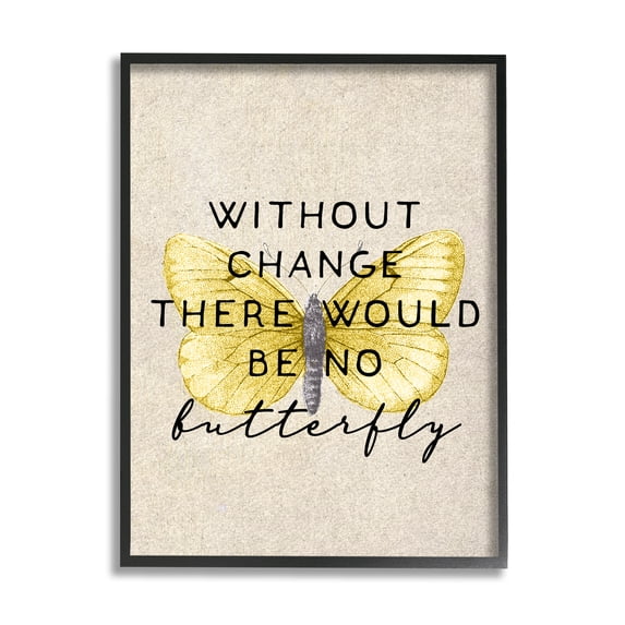 Stupell Industries Without Change There'd Be No Butterfly Quote Vintage Wings Glam Painting Black Framed Art Print Wall Art, 11 x 14, Design by Daphne Polselli