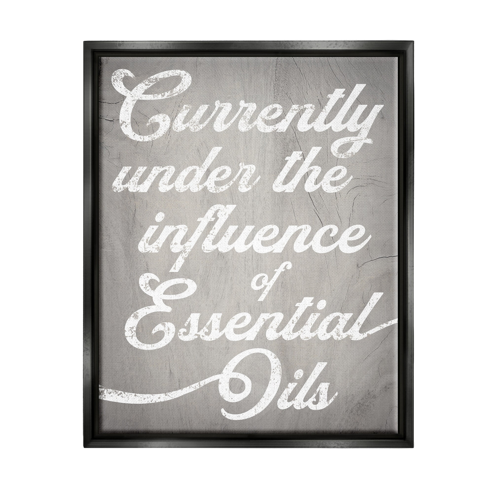Stupell Industries Witty Essential Oils Humor Vintage Style Text Graphic Art Jet Black Floating Framed Canvas Print Wall Art, Design by Daphne Polselli