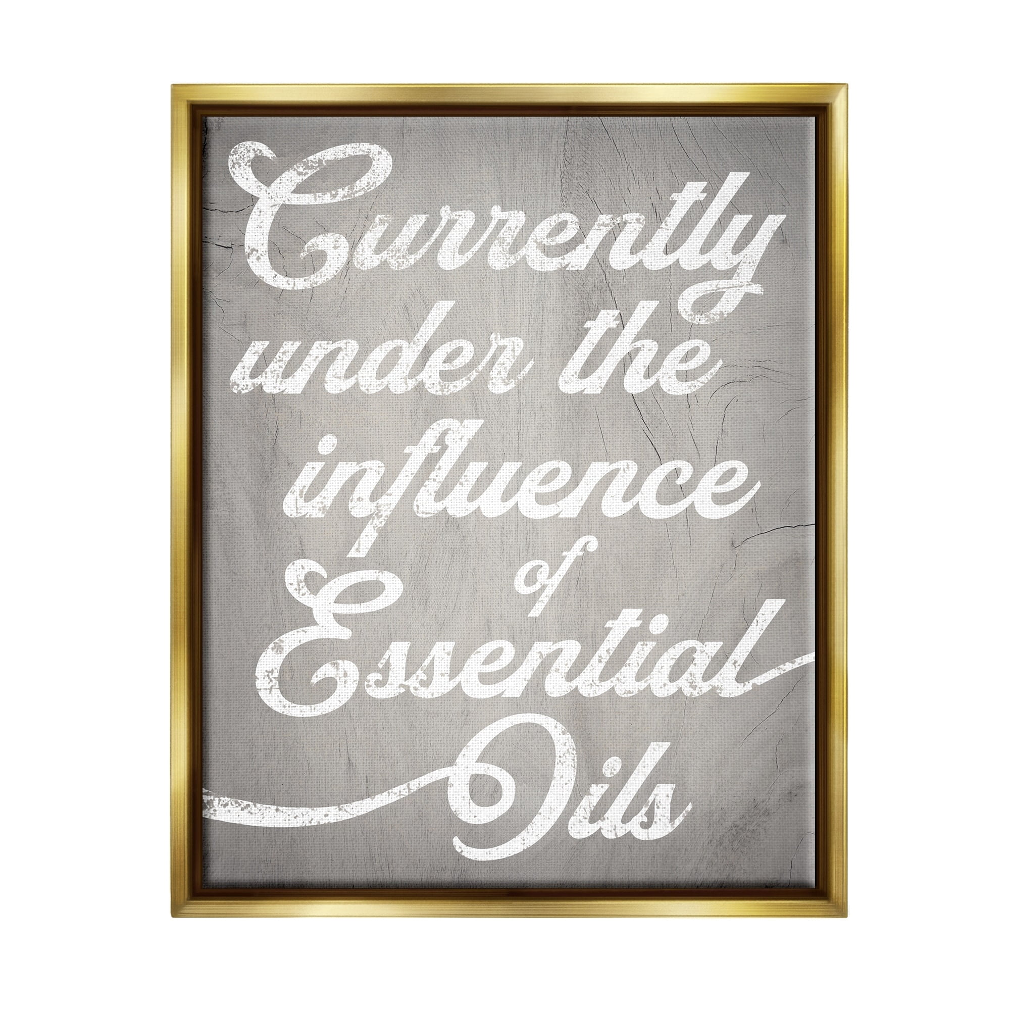 Stupell Industries Witty Essential Oils Humor Vintage Style Text Graphic Art Metallic Gold Floating Framed Canvas Print Wall Art, Design by Daphne Polselli