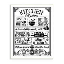 Stupell Industries Witty Kitchen Rules Vintage Border Motif Typography Graphic Art Unframed Art Print Wall Art, Design by Lettered and Lined