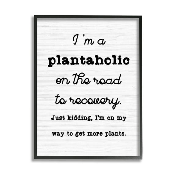 Stupell Industries Witty Plantaholic Sign Fun Plant Parent Typography Framed Wall Art, 16 x 20, Design by Lil' Rue
