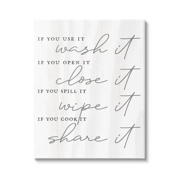 Stupell Industries Witty Rustic Kitchen Rules Share It Quote Calligraphy Canvas Wall Art, 24 x 30, Design by Lil' Rue