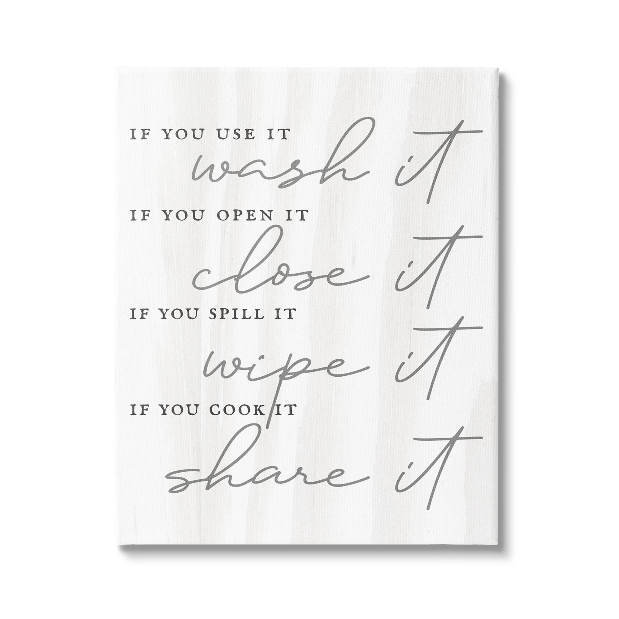 Stupell Industries Witty Rustic Kitchen Rules Share It Quote Calligraphy Canvas Wall Art, 36 x 48, Design by Lil' Rue