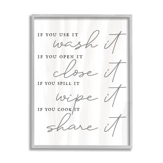 Stupell Industries Witty Rustic Kitchen Rules Share It Quote Calligraphy Framed Wall Art, 24 x 30, Design by Lil' Rue