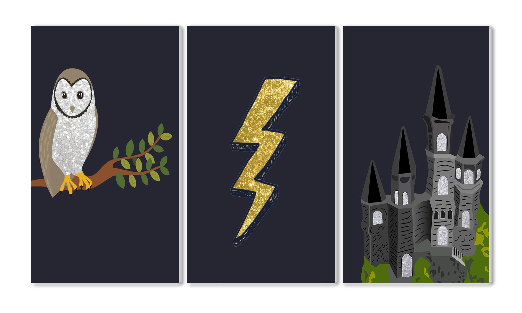 Stupell Industries Wizardry Owl Castle and Lightning Animals & Insects Painting Unframed Art Print Wall Art, 10 x 15
