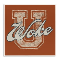 Stupell Industries Woke U Varsity Style Text & Numbers Painting Unframed Art Print Wall Art, 12 x 12