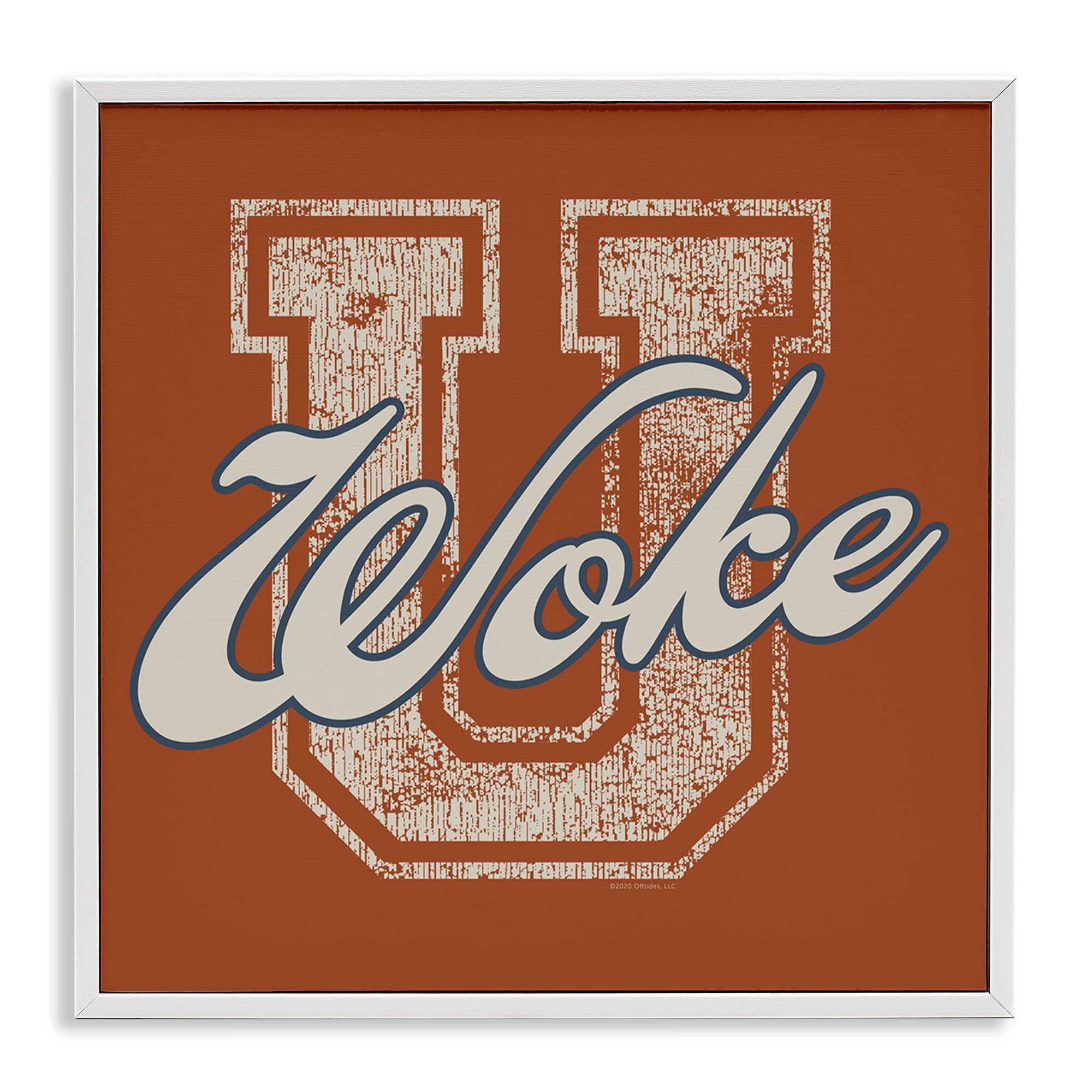 Stupell Industries Woke U Varsity Style Text & Numbers Painting White Framed Art Print Wall Art, 12 x 12