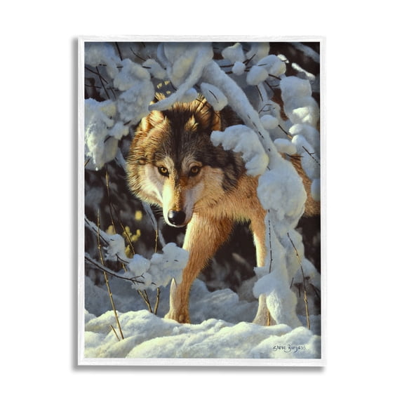 Stupell Industries Wolf Among Snowy Branches Animals & Insects Photography White Framed Art Print Wall Art, 24 x 30