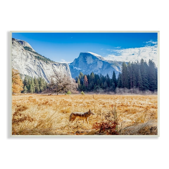 Stupell Industries Wolf Grazing Rural Grassland Clear Sky Mountains Photograph Unframed Art Print Wall Art, Design by Jeff Poe Photography