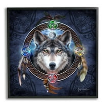 Stupell Industries Wolf Guide Celtic Knot Animals & Insects Painting Black Framed Art Print Wall Art, 12 x 12