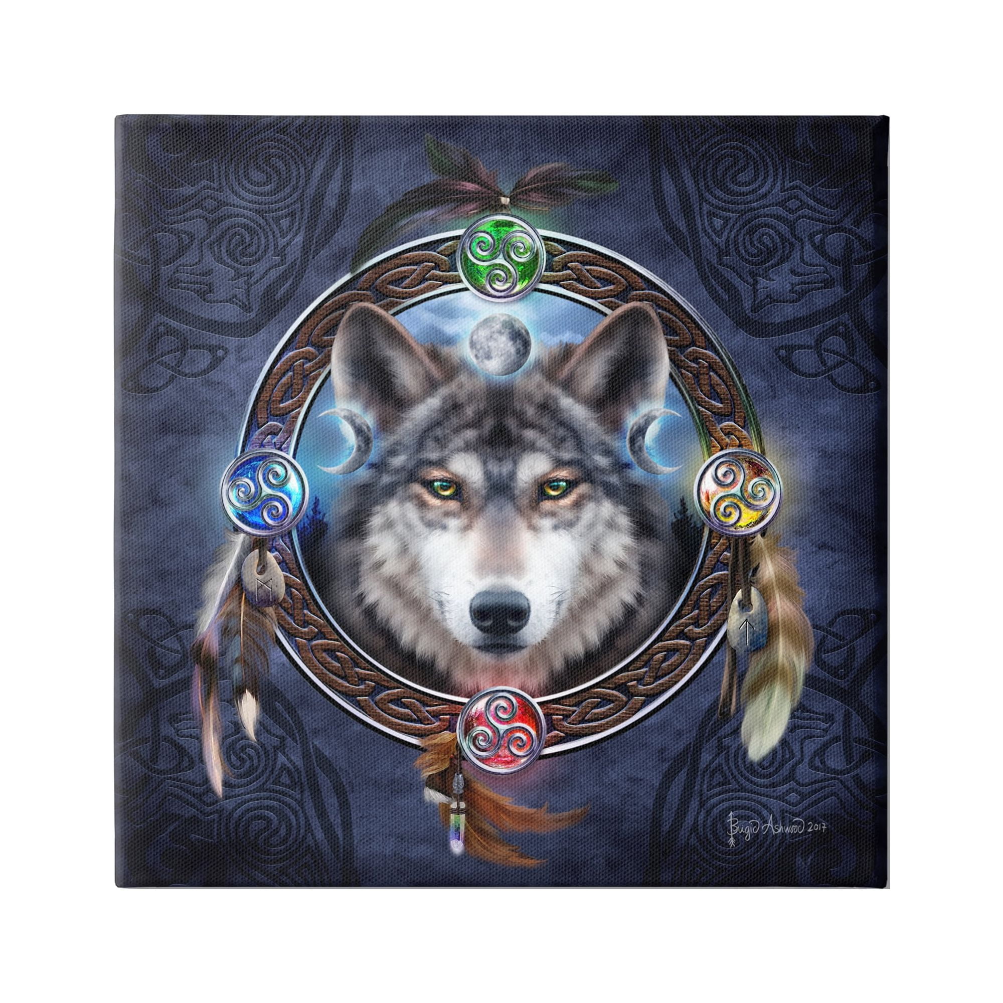 Stupell Industries Wolf Guide Celtic Knot Animals & Insects Painting Gallery Wrapped Canvas Art Print Wall Art, 17 x 17