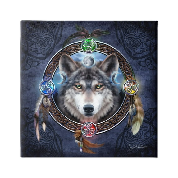 Stupell Industries Wolf Guide Celtic Knot Animals & Insects Painting Gallery Wrapped Canvas Art Print Wall Art, 17 x 17