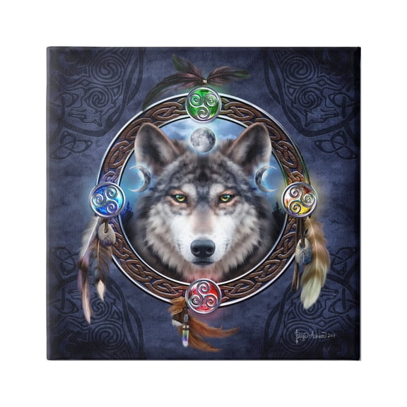 Stupell Industries Wolf Guide Celtic Knot Animals & Insects Painting Gallery Wrapped Canvas Art Print Wall Art, 17 x 17