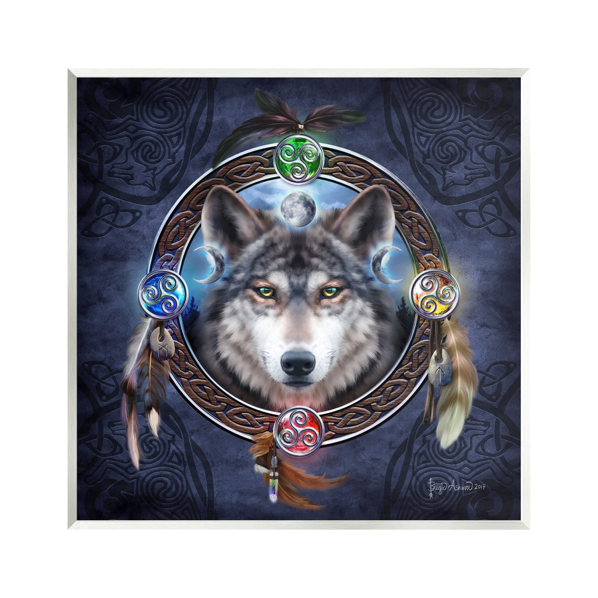Stupell Industries Wolf Guide Celtic Knot Animals & Insects Painting Unframed Art Print Wall Art, 12 x 12