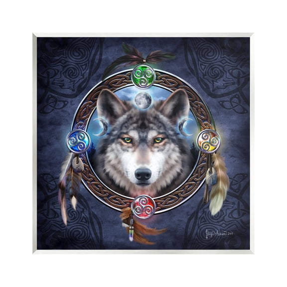 Stupell Industries Wolf Guide Celtic Knot Animals & Insects Painting Unframed Art Print Wall Art, 12 x 12