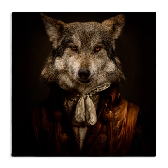 Stupell Industries Wolf Of High Society Canvas Wall Art design by Kelley Parker, 17 x 17