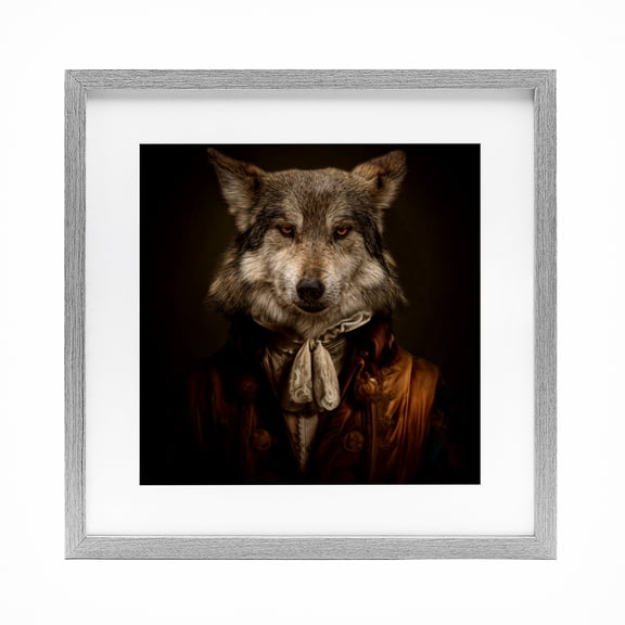 Stupell Industries Wolf Of High Society Gray Framed Print Under Glass design by Kelley Parker, 16 x 16