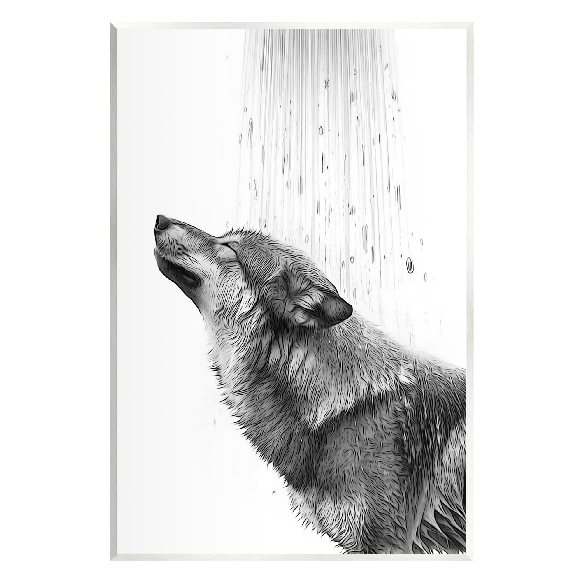 Stupell Industries Wolf in Bathroom Splash Animals & Insects Painting Unframed Art Print Wall Art, 10 x 15
