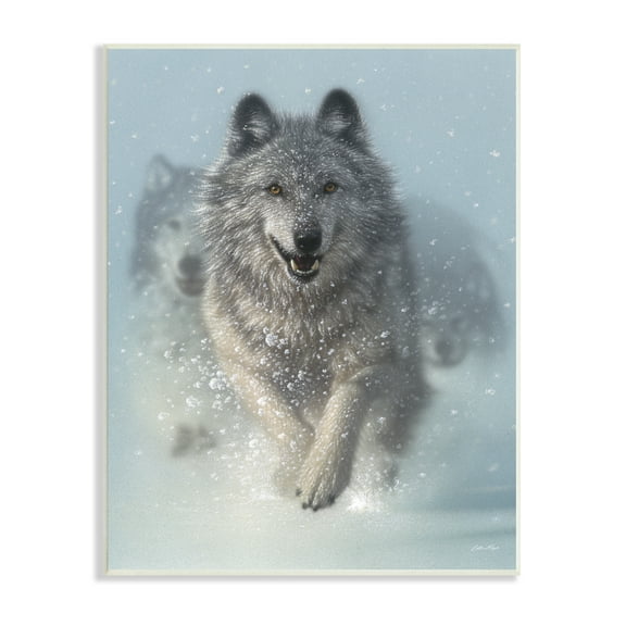Stupell Industries Wolves Running Through Snow Siberian Wild Winter Animals, 10 x 15, Design by Collin Bogle