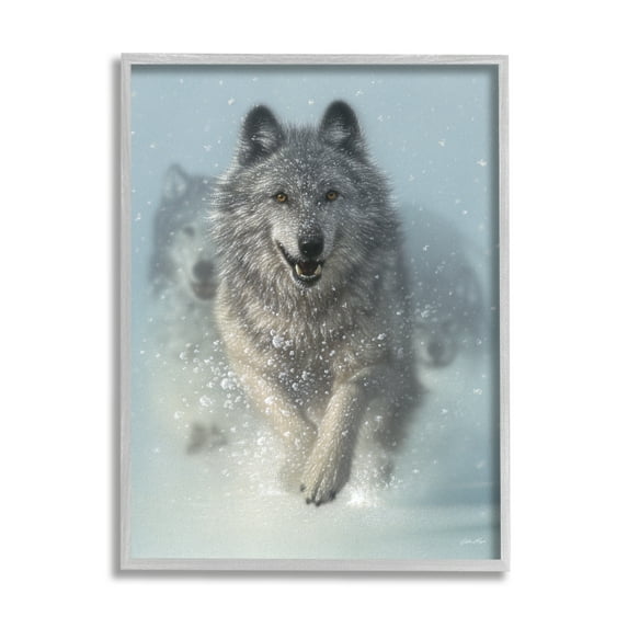Stupell Industries Wolves Running Through Snow Siberian Wild Winter Animals, 11 x 14, Design by Collin Bogle