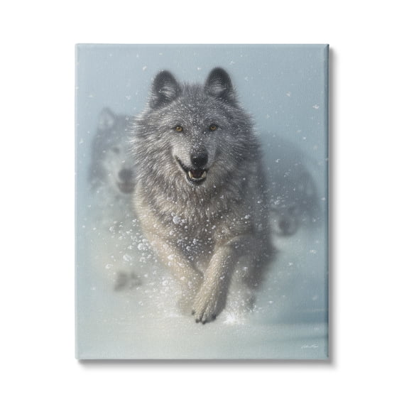 Stupell Industries Wolves Running Through Snow Siberian Wild Winter Animals, 16 x 20, Design by Collin Bogle