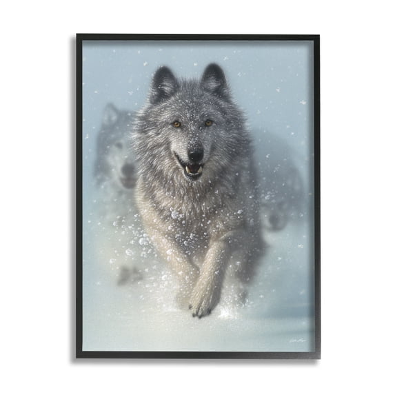 Stupell Industries Wolves Running Through Snow Siberian Wild Winter Animals, 24 x 30, Design by Collin Bogle