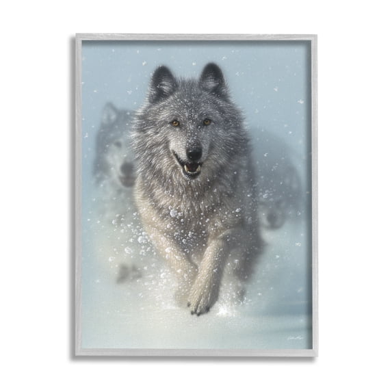 Stupell Industries Wolves Running Through Snow Siberian Wild Winter Animals, 24 x 30, Design by Collin Bogle
