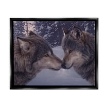 Stupell Industries Wolves Touching Noses Nature Animals & Insects Painting Black Floater Framed Art Print Wall Art